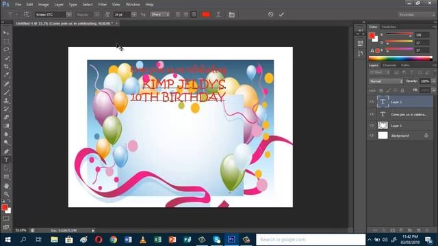 How to make birthday invitation card using Adobe Photoshop CS6 смотреть онлайн