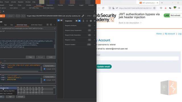 JWT authentication bypass via jwk header injection смотреть онлайн