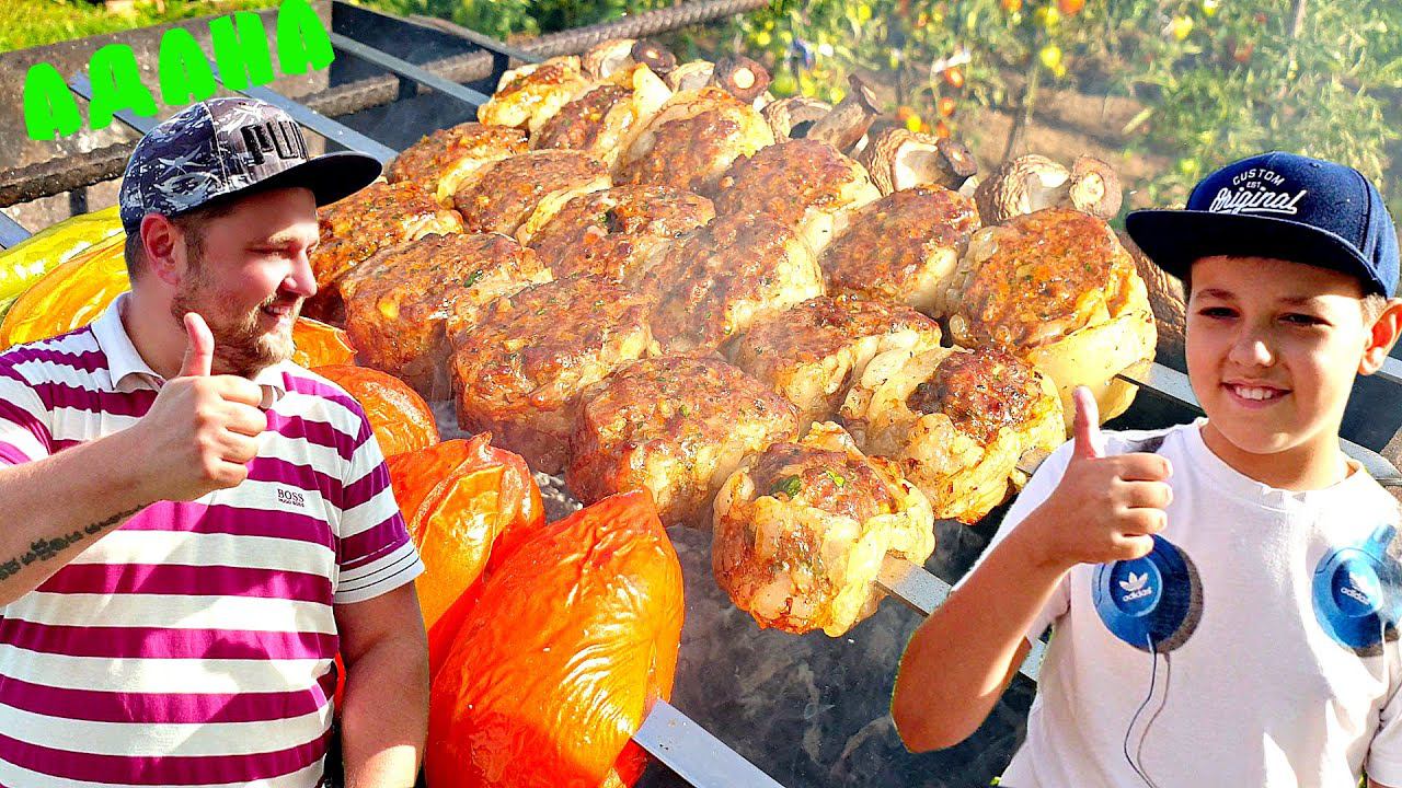 АДАНА КЕБАБ или Праздничный ШАШЛЫК по ТУРЕЦКИ. ЛЮЛЯ КЕБАБ в ЖИРОВОЙ сетке смотреть онлайн