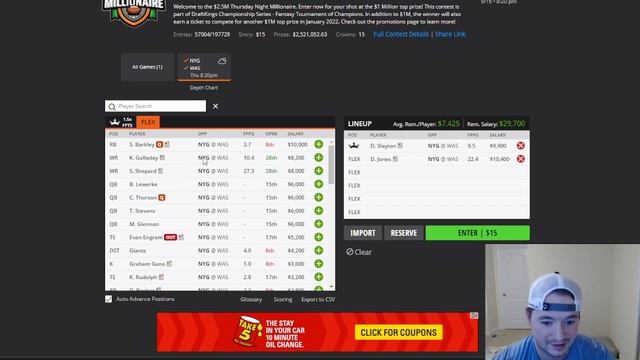 DRAFTKINGS THURSDAY NIGHT FOOTBALL SHOWDOWN STRATEGY | NFL DFS PICKS смотреть онлайн
