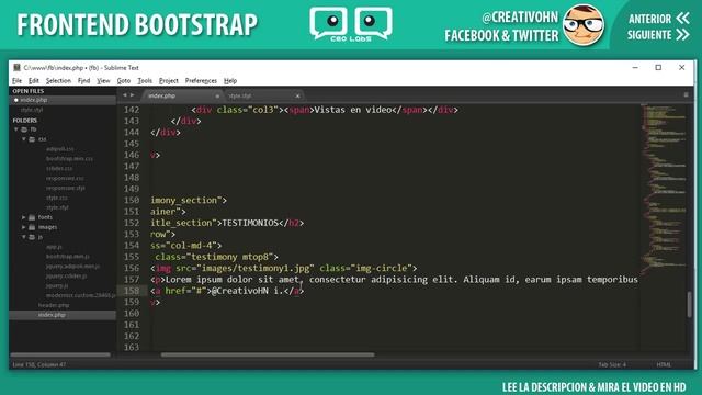 Frontend con Bootstrap 3.x: 20 - Home "Testimonios" смотреть онлайн