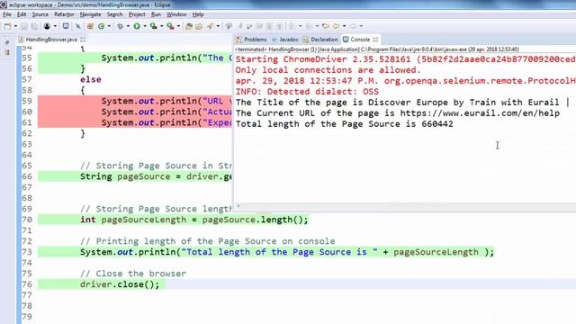 Selenium Tutorials - 9. How to Handle Browser Commands(getPageSource , close and quit) смотреть онлайн