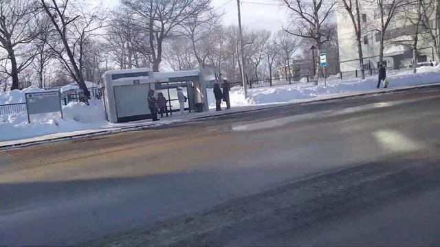 Город Южно-Сахалинск поездка на автобусе FORD TRSNSIT, Маршрут 28ч.