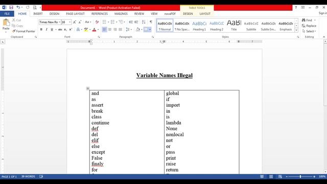 Variable Names Illegal | Python3 смотреть онлайн