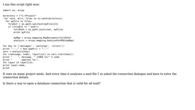 GIS: How to add Oracle database connection to AnalyzeforMSD script? смотреть онлайн
