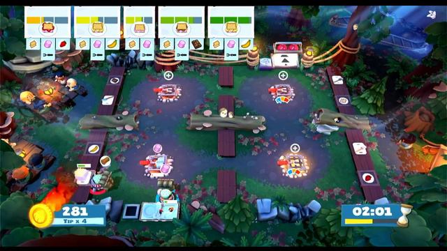 Overcooked 2. Campfire cook off. level 3-3. 2 players Co-op