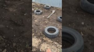 Фундамент на покрышках под сарай