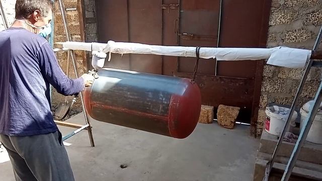 Дополнительный ресивер для компрессора. Часть -2. Покраска ресивера самодельным компрессорном . смотреть онлайн