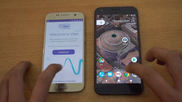 Samsung Galaxy S7 Android 7.0 Nougat vs Google Pixel XL - Speed Test! (4K) смотреть онлайн