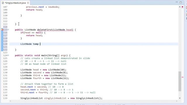 How to delete first node from a Singly Linked List in Java ? смотреть онлайн