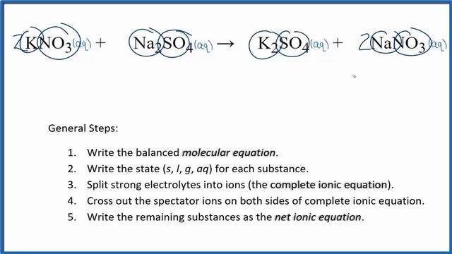 How to Write the Net Ionic Equation for KNO3 + Na2SO4 = K2SO4 + NaNO3 смотреть онлайн