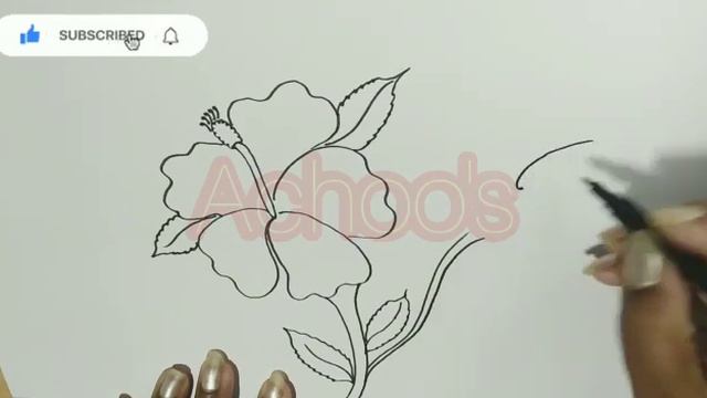 Hibiscus flower drawing tutorial step by step for beginners/ Free hand drawing. смотреть онлайн