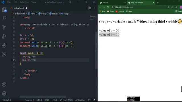 swap the variable's values without using third variable || JS program Series in 2022 смотреть онлайн
