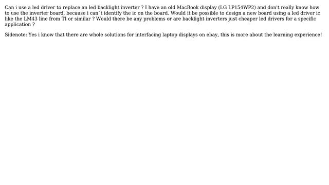 Using A Led Driver As A Led Backlight Inverter