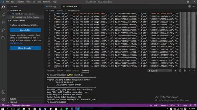 CRAWLING DATA TWITTER MENGGUNAKAN PYTHON, VISUAL STUDIO смотреть онлайн