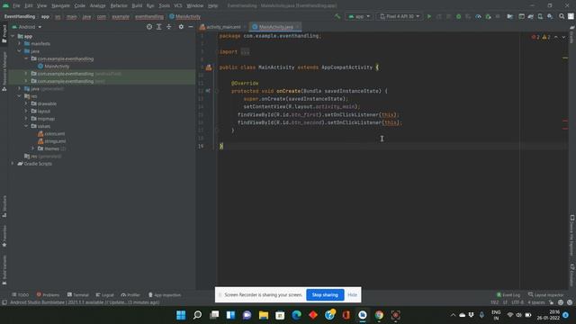Event Handling in Android(Inner class method) смотреть онлайн