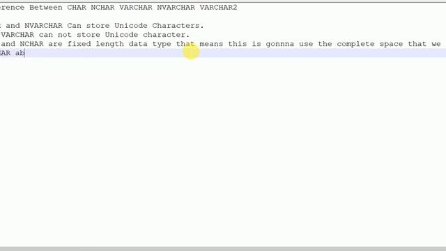 SQL: Differences between CHAR NCHAR VARCHAR VSRCHAR2 NVARCHAR смотреть онлайн