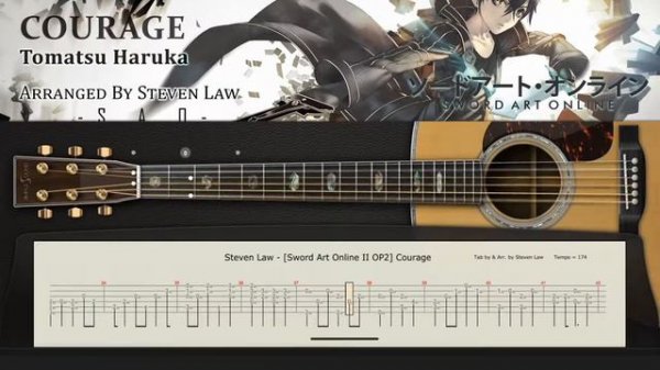 Courage (Sword Art Online II) ~ Fingerstyle cover with guitar tab Arr. by Steven Law