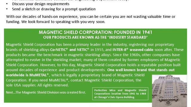 Magnetic Shield Corporation - MuMETAL® & Proprietary EMI Shielding Alloys смотреть онлайн