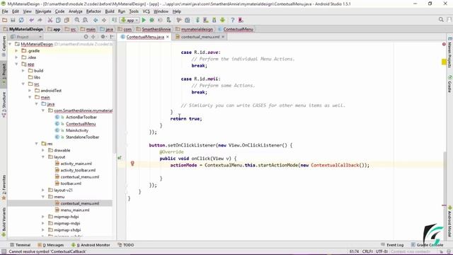 #3.7 Android Contextual Menu in Toolbar : Part1. Android Material Design смотреть онлайн