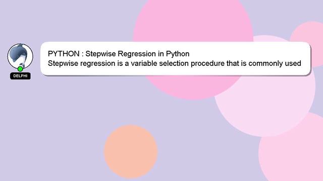 PYTHON : Stepwise Regression in Python смотреть онлайн