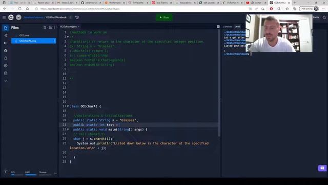 OCE Java String Class Method - charAt() смотреть онлайн