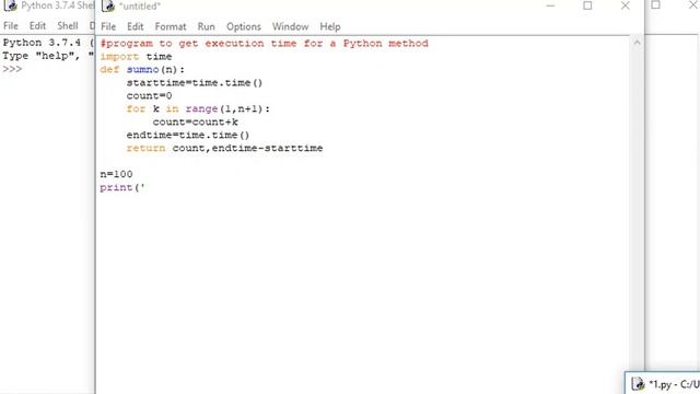 program to get execution time for a Python method смотреть онлайн