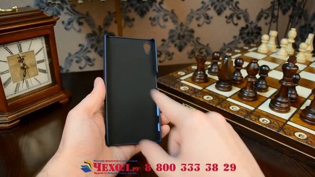 Панель-крышка для Sony Xperia Z5 / Z5 Dual Sim E6603/E6633 5.2" из кожи буйвола с визитницей синяя смотреть онлайн