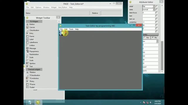 tk / TCL: Text Editor using tkinter page GUI builder (Designing part) смотреть онлайн