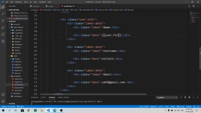 Create a user profile page in Django || Django Profile page || Login & Signup || #8 || O.nitin353 смотреть онлайн