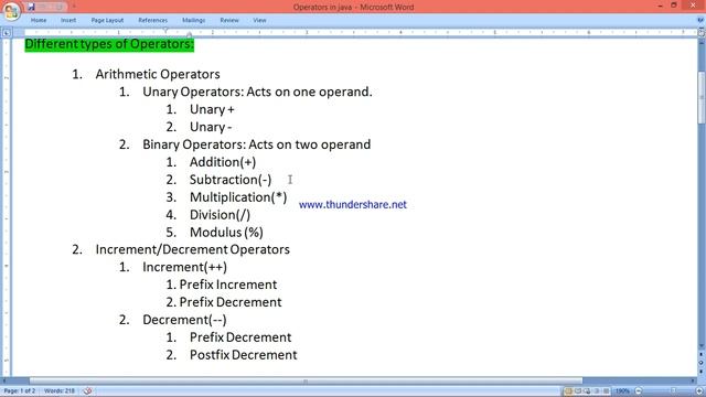 Operators in Java смотреть онлайн