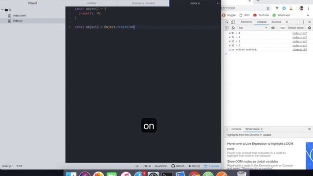 Object.freeze()-JavaScript Functions-ES6/ECMA2015/JavaScript 2019/JS смотреть онлайн