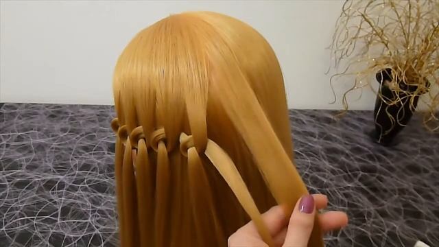 Коса Водопад Причёска с узловым плетением для средних и длинных волос смотреть онлайн