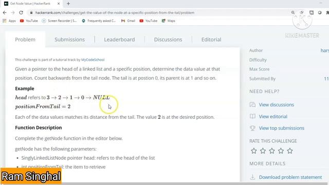 Get Node Value Linked List || Data structures || Hackerrank || coding4u смотреть онлайн
