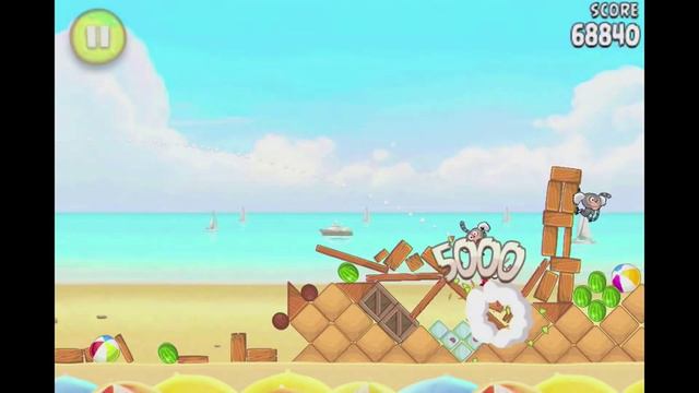 Angry Birds Rio Level 7 (5-7) Beach Volley 3 Star Walkthrough смотреть онлайн