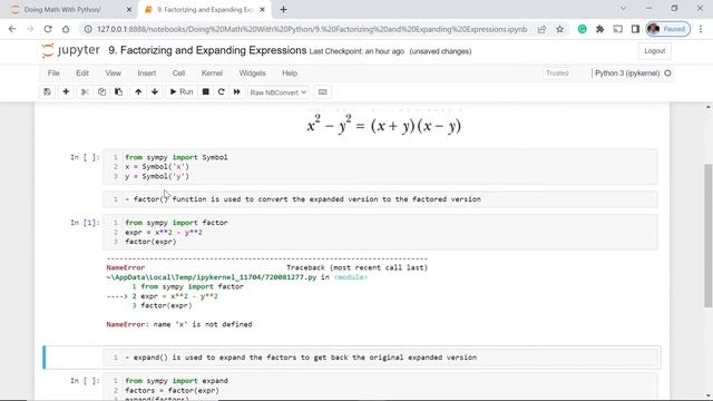 9. Factoring in Expanding Expressions in Python | MATH IN PYTHON смотреть онлайн
