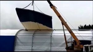 Установка тента для ангара