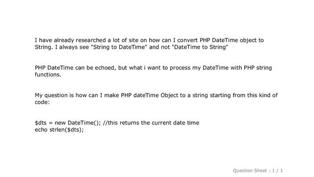 PHP : Convert DateTime to String PHP смотреть онлайн