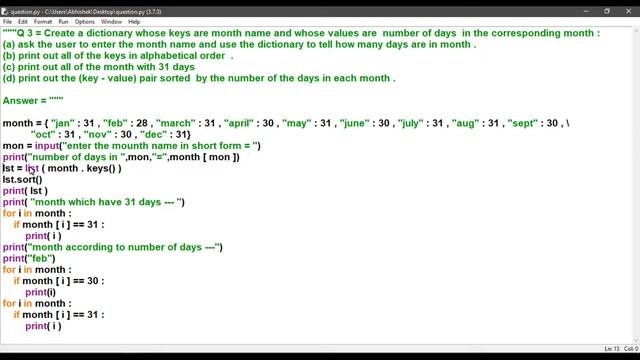 Create a dictionary whose keys are month name and whose values are number of days in the correspond смотреть онлайн