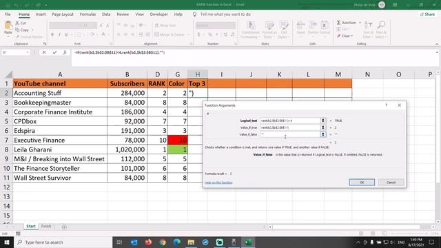 RANK function in Excel смотреть онлайн