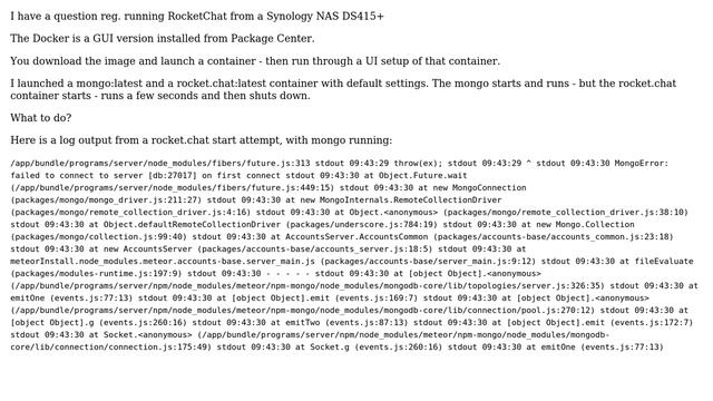 synology docker rocket chat setup смотреть онлайн
