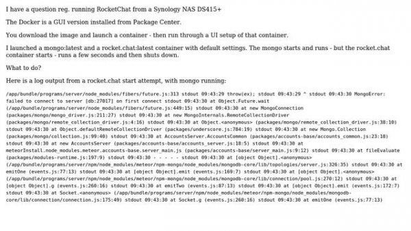 synology docker rocket chat setup