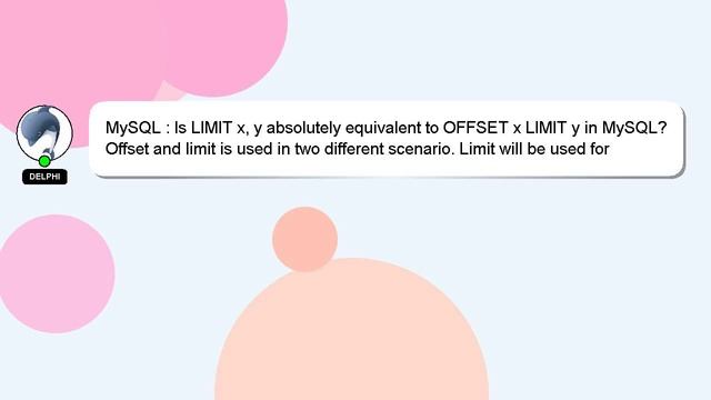 MySQL : Is LIMIT x, y absolutely equivalent to OFFSET x LIMIT y in MySQL? смотреть онлайн