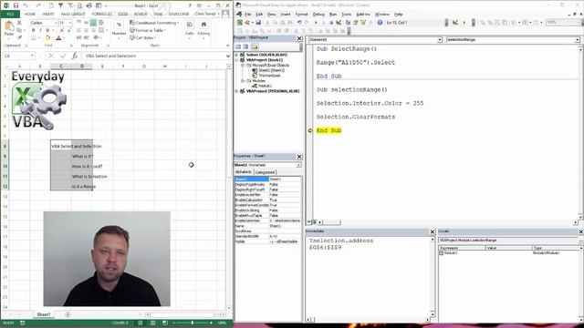 Excel VBA Select and Selection смотреть онлайн