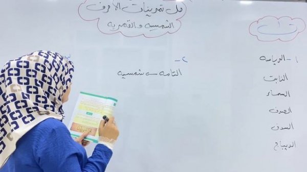 حل تمرينات الحروف الشمسيه والقمريه للصف الاول متوسط ? ست زينب الخفاجي