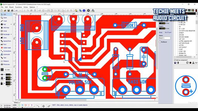 NE5532 Bass Mid Treble mono circuit PDF and GERBER смотреть онлайн