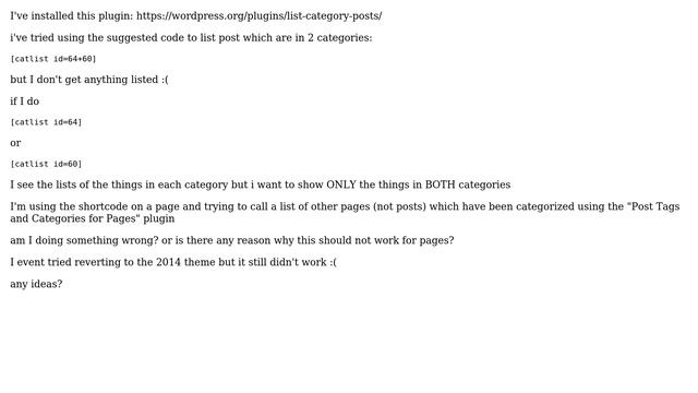 Wordpress: list posts from two categories on a page - plugin not working смотреть онлайн