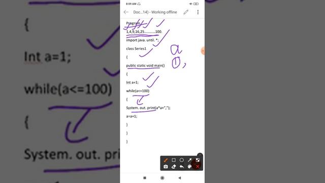 Java program to print 1,4,9,16,25....100 смотреть онлайн