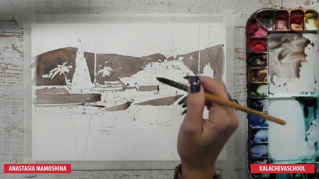 Рисуем НГ легко! Акварельная атмосфера праздника от Kalacheva School ⭐️ Зима, снег, ёлка и подарки смотреть онлайн