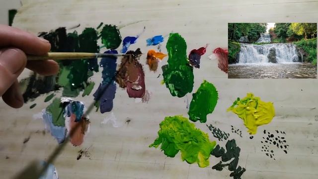 "Джуринский водопад" маслом| Как писать листья маслом| основы для начинающих| смотреть онлайн